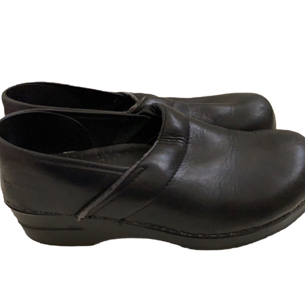 SANITA WEDGE CLOGS BLACK SZ 40 USA 9.5 PREOWNED HEEL MULES